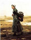 Daniel Ridgway Knight Canvas Paintings - The Oyster Gatherer
